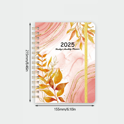 365 dienu 2025. gada angļu valodas dienas kārtības grāmata Ikmēneša nedēļas plāns Ziedu dienasgrāmata Piezīmju grāmatiņas plānotājs Organizators Praktisks A5 grafiku plānotājs