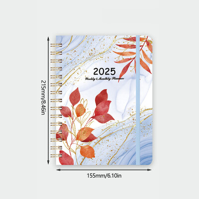 365 dienu 2025. gada angļu valodas dienas kārtības grāmata Ikmēneša nedēļas plāns Ziedu dienasgrāmata Piezīmju grāmatiņas plānotājs Organizators Praktisks A5 grafiku plānotājs