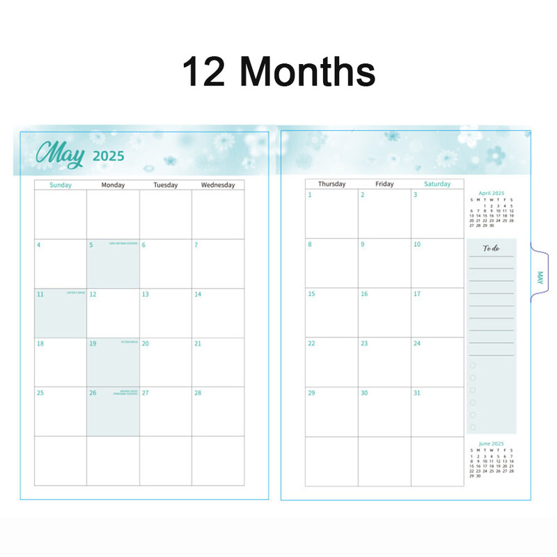 365-Day 2025 Αγγλικά Ατζέντα Βιβλίο Μηνιαίο Εβδομαδιαίο Πρόγραμμα Λουλούδια Σχεδιασμός Σημειωματάριου Ημερολογίου Οργανωτής Πρακτικός προγραμματιστής χρονοδιαγράμματος A5