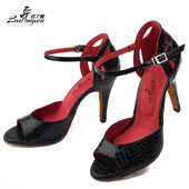 Ladingwu New Salsa Shoes Dance Sieviešu augstpapēžu kurpes Sandales 10cm Party Performance sieviešu Latin Dance Shoes Sarkans Melns PU