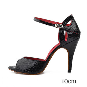 Ladingwu New Salsa Shoes Dance Sieviešu augstpapēžu kurpes Sandales 10cm Party Performance sieviešu Latin Dance Shoes Sarkans Melns PU