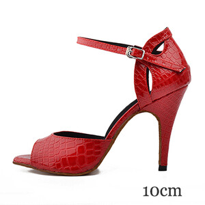 Ladingwu New Salsa Shoes Dance Sieviešu augstpapēžu kurpes Sandales 10cm Party Performance sieviešu Latin Dance Shoes Sarkans Melns PU