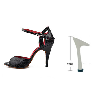 Ladingwu New Salsa Shoes Dance Sieviešu augstpapēžu kurpes Sandales 10cm Party Performance sieviešu Latin Dance Shoes Sarkans Melns PU
