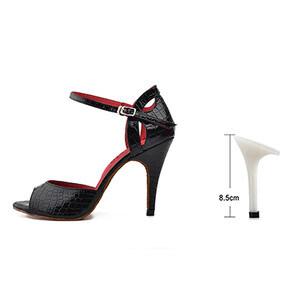 Ladingwu New Salsa Shoes Dance Sieviešu augstpapēžu kurpes Sandales 10cm Party Performance sieviešu Latin Dance Shoes Sarkans Melns PU