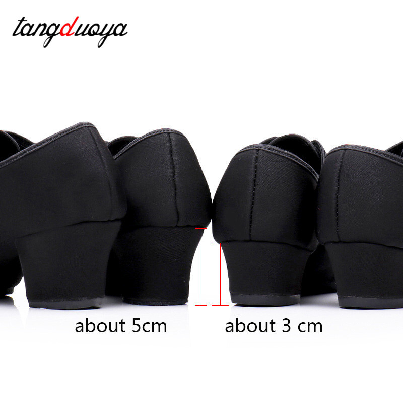 Γυναικεία μοντέρνα παπούτσια χορού Oxford Latin/Tango/Ballroom/Jazz Dance Παπούτσια Καουτσούκ/Μαλακή σόλα Γόβες 3/5cm Γυναικεία παπούτσια χορού Μαύρα