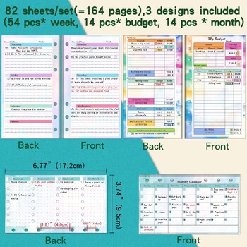 A6 Budget Refill 85 Sheets Εβδομαδιαία μηνιαία ένθετα Planner Οικονομικά για A6 Binder, Cash Envelopes Wallet Organizer Εξοικονόμηση χρημάτων