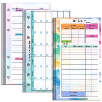 A6 Budget Refill 85 Sheets Εβδομαδιαία μηνιαία ένθετα Planner Οικονομικά για A6 Binder, Cash Envelopes Wallet Organizer Εξοικονόμηση χρημάτων