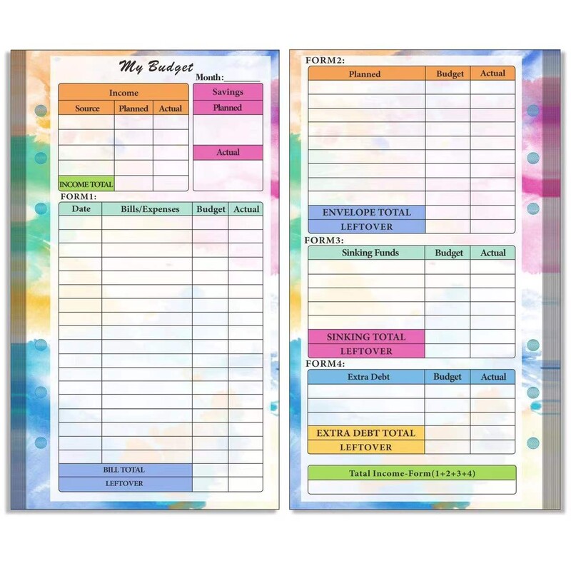A6 Budget Refill 85 Sheets Εβδομαδιαία μηνιαία ένθετα Planner Οικονομικά για A6 Binder, Cash Envelopes Wallet Organizer Εξοικονόμηση χρημάτων