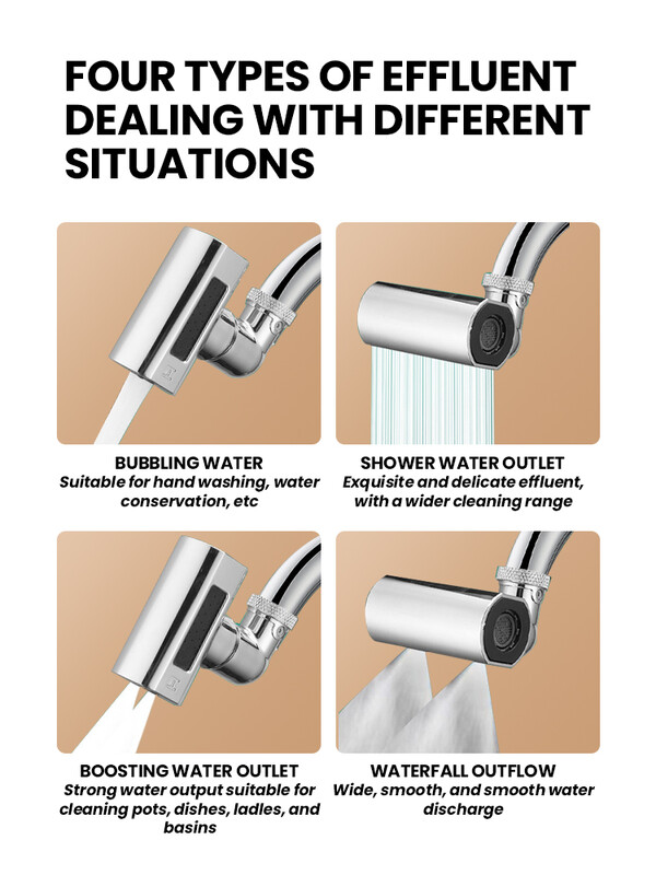 Mažas skraidantis lietaus maišytuvas virtuvės daržovių plovimo dušo maišytuvas Keturių greičių besisukantis indų plovimo snapelis maišytuvas krioklio aeratorius