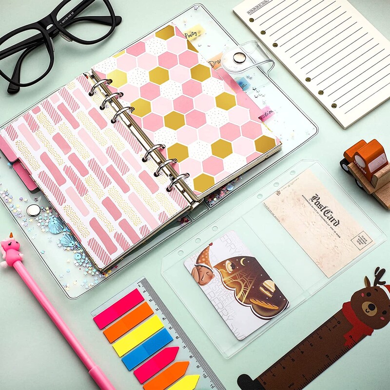 A6 komplet papira koji se može ponovno puniti sa šarenim umetcima, papirom s crtama, džepovima za registrator, jezičcima za kazalo, za rokovnik, rokovnik, dnevnik za bilježnicu