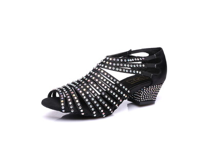 Kvadrātveida deju apavi sievietēm balles apavi meitenēm latīņu deju apavi Salsas apavi Rhinestone Slip on mīksta sieviešu JuseDanc