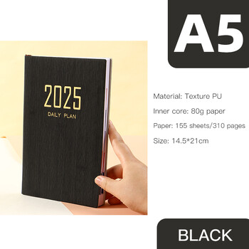 2025 A5 Daily Planner Notebook 365-Day Calendar Εβδομαδιαίο μηνιαίο πρόγραμμα οργάνωσης για Office School for Journaling Ορισμός στόχου