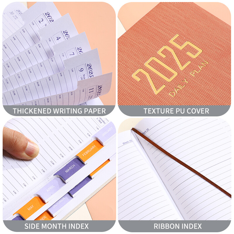 2025 A5 Daily Planner Notebook 365-Day Calendar Εβδομαδιαίο μηνιαίο πρόγραμμα οργάνωσης για Office School for Journaling Ορισμός στόχου