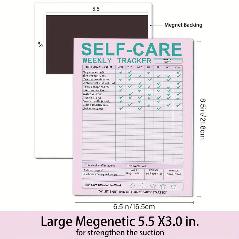 Μείνετε οργανωμένοι και συγκεντρωμένοι με αυτό το ημερολόγιο τοίχου αυτοφροντίδας - Περιλαμβάνει 52 φύλλα εμπνευσμένα εβδομαδιαία σημειωματάρια προγραμματισμού