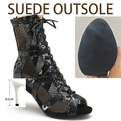 Seksīgi 2024. gada jauni sieviešu, melni augstpapēžu kurpes, mīkstas purngala zābakas stilettos Džeza deju sieviešu apavi iekštelpu zamšādas zolei, pielāgojami zābaciņi
