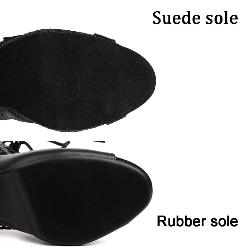 SWDZM Seksi ženske plesne cipele Čizme za dvoranski ples Crne jazz plesne cipele Cipele s potplatom od brušene kože za ples Prilagodljiva peta 4 cm-11 cm