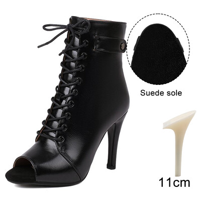 DKZSYIM sieviešu latīņu deju apavi ādas ballītes tango deju zābaciņi sievietēm Salsa deju papēži balles apavi Seksīgi stileti