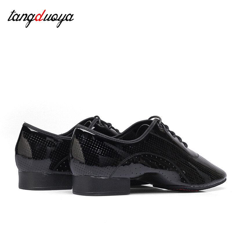 γνήσιο δέρμα Latin παπούτσια χορού αναπνεύσιμο ανδρικό γυαλιστερό δέρμα μοντέρνα τετράγωνα παπούτσια χορού Εσωτερική γούνα σόλα λουστρίνι