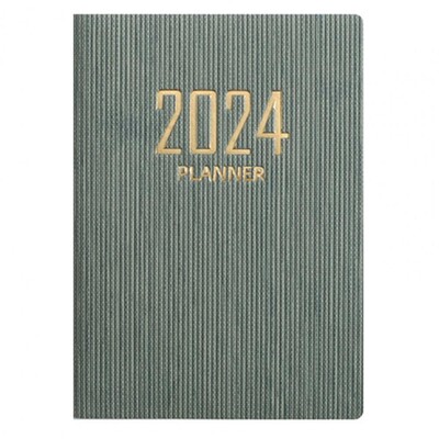 A7 2024 English Planner Leather Hardcover 180 Pages Ink-Proof Paper Mini Journal Dairy Pocket Notebook Student Supplies