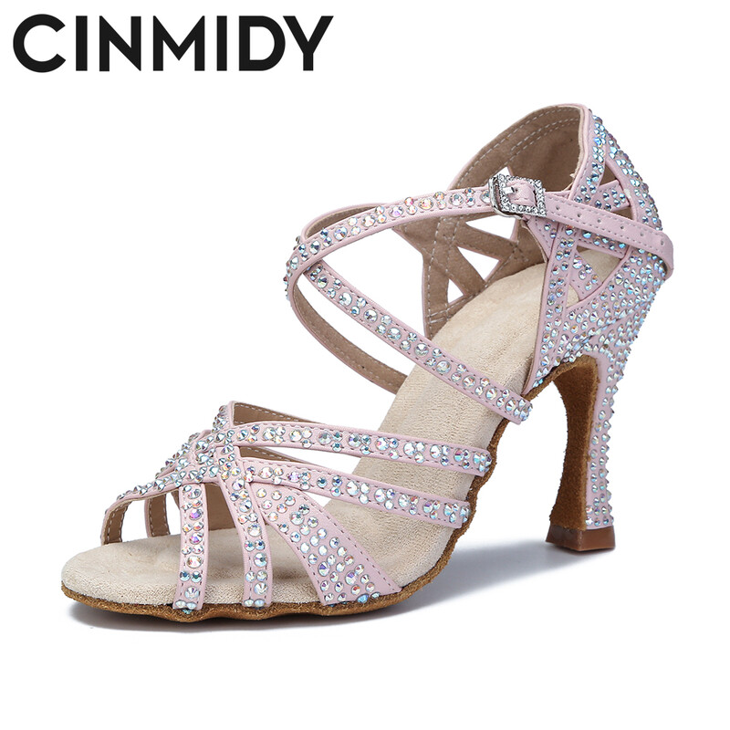 CINMIDY Νέα κίτρινα παπούτσια χορού Γυναικεία λάτιν παπούτσια χορού Salsa Tango Ballroom ψηλοτάκουνα παπούτσια χορού Ροζ παπούτσια γάμου για γυναίκες