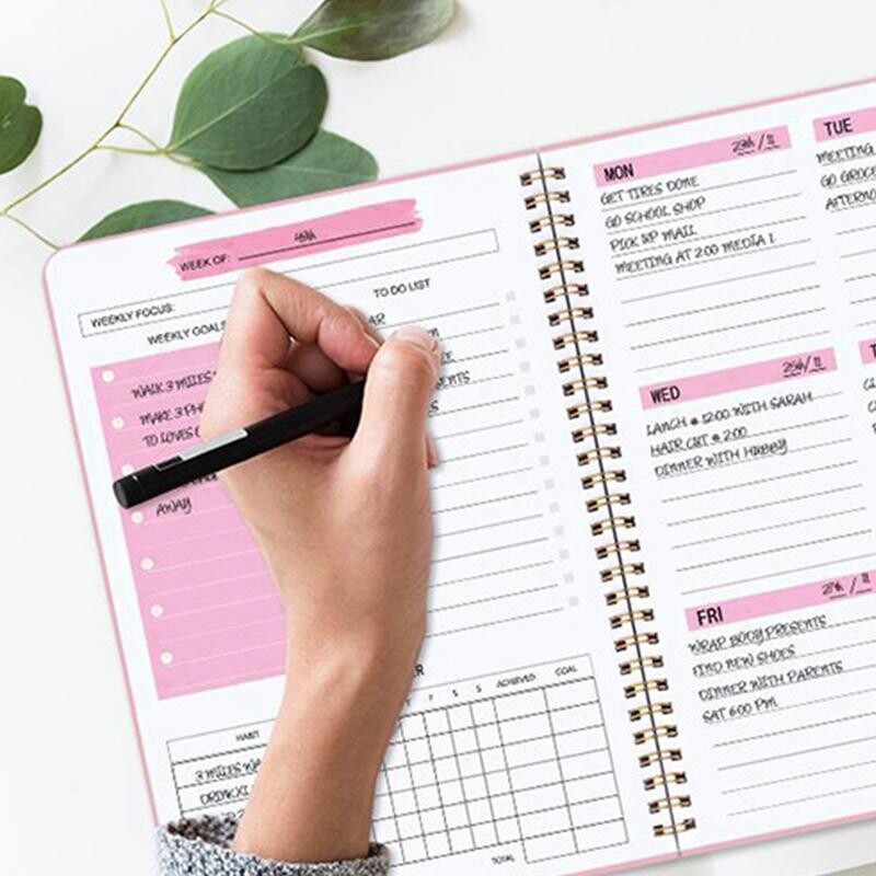 Tjedni planer Bilježnica sa spiralnim uvezom 52 tjedna Dnevni red Raspored organizator dnevnik Dnevnik Uredski pribor Školski pribor