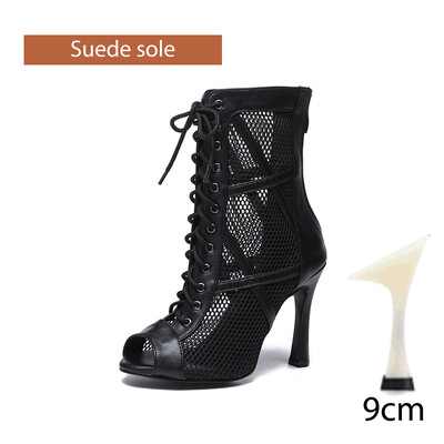 DKZSYIM Latīņamerikas deju apavi sievietēm, sarkani melni balles apavi ar augstu augšdaļu, sieviešu džeza apavi, vīriešu 5–11 cm papēži, salsas tango deju apavi