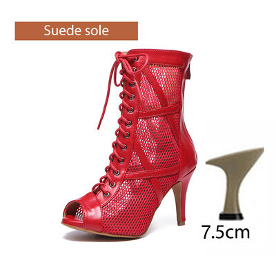 DKZSYIM Latīņamerikas deju apavi sievietēm, sarkani melni balles apavi ar augstu augšdaļu, sieviešu džeza apavi, vīriešu 5–11 cm papēži, salsas tango deju apavi