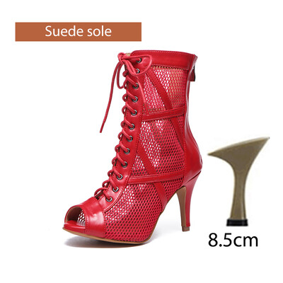 DKZSYIM Latīņamerikas deju apavi sievietēm, sarkani melni balles apavi ar augstu augšdaļu, sieviešu džeza apavi, vīriešu 5–11 cm papēži, salsas tango deju apavi