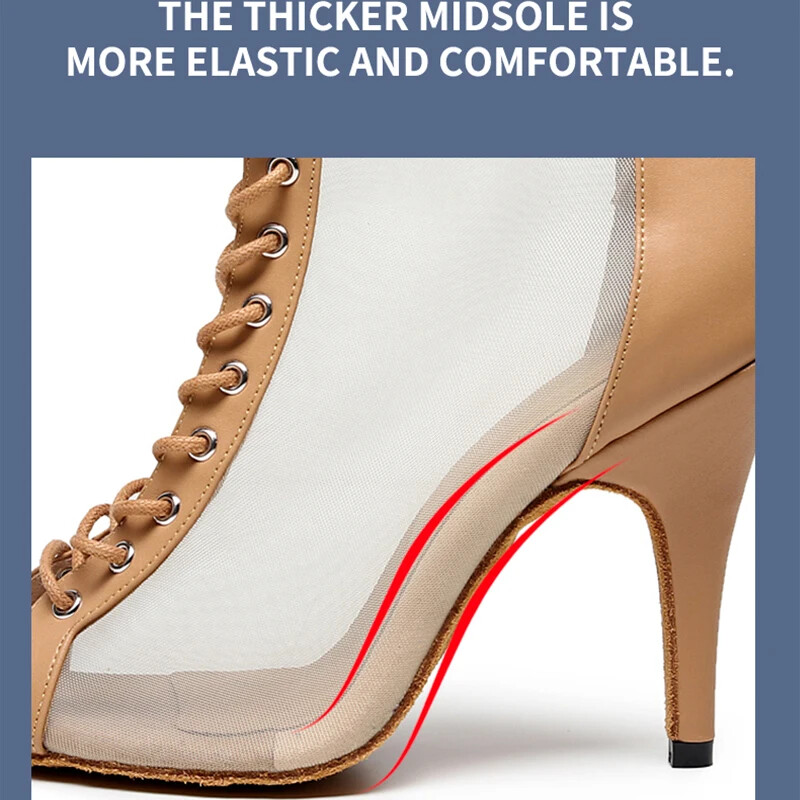 Γυναικεία παπούτσια χορού για αίθουσα χορού με ψηλή μύτη Γυναικεία σόλα από καουτσούκ Latino Salsa παπούτσια χορού για κορίτσια Παπούτσια λάτιν με μαλακό κάτω μέρος