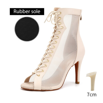 DKZSYIM Sieviešu latīņu deju zābaki balles deju apavi Sieviešu meiteņu džeza tango deju apavi, pielāgojami papēži 7cm-11cm