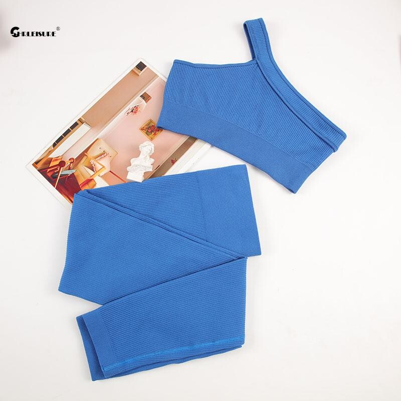 CHRLEISURE besiūlis sportinis komplektas Moteriška kūno rengybos apranga su šonkauliu jogos kostiumas bėgimo liemenėlė be įkloto su treniruočių antblauzdžiais, treniruoklių salės sportine apranga