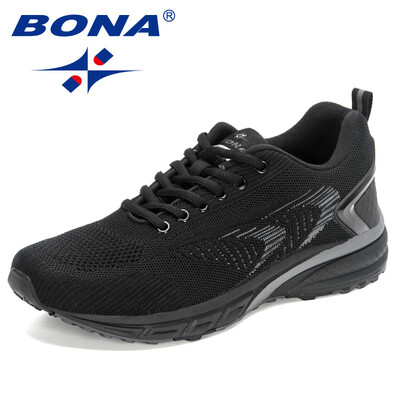 BONA New Arrival Ērtas āra pastaigu kedas Šņorējamas sporta apavi vīriešiem Populāra stila vīriešu skriešanas apavi