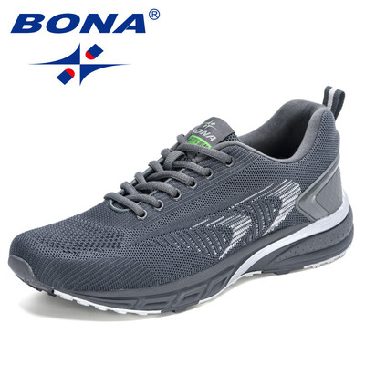 BONA New Arrival Ērtas āra pastaigu kedas Šņorējamas sporta apavi vīriešiem Populāra stila vīriešu skriešanas apavi
