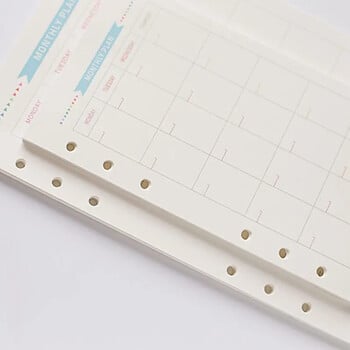 6 дупки Loose Leaf Notebook Spiral Planner Refill Вътрешна хартия за A5 страници Седмичен месечен план Списък със задачи Цветен модел