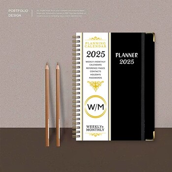 New Paper 2025 Planner Notebook with Index Tags Coil 365 Days Diary Book School Supplies Notepads A5 Daily Plan Schedule Notepad