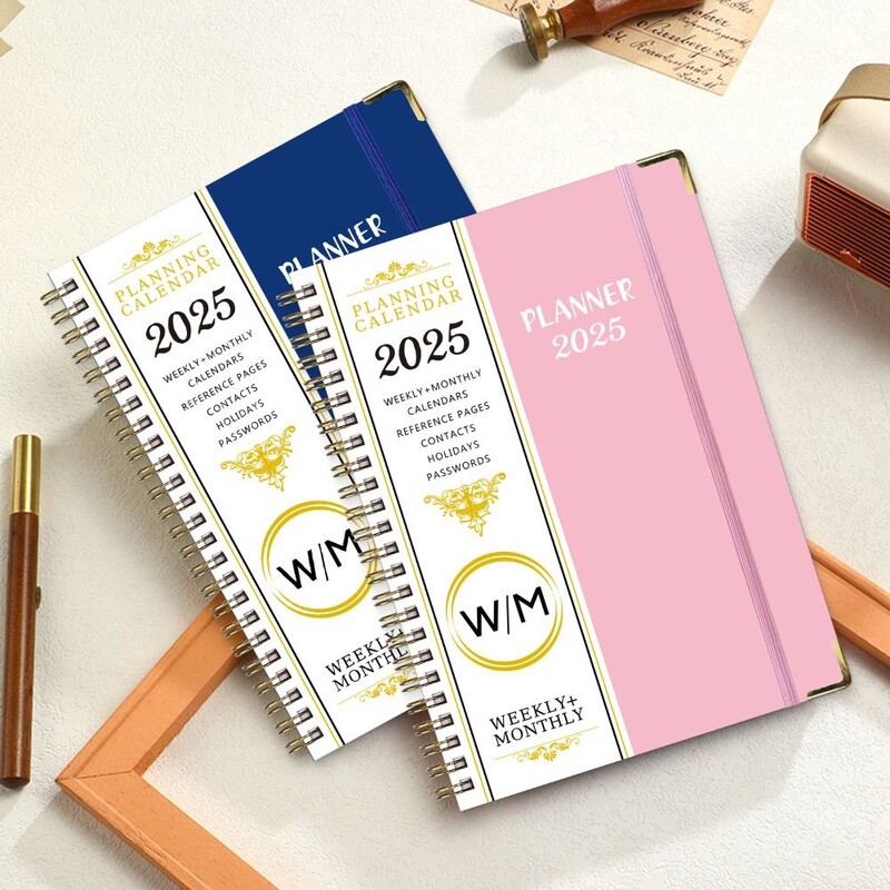 New Paper 2025 Planner Notebook with Index Tags Coil 365 Days Diary Book School Supplies Notepads A5 Daily Plan Schedule Notepad
