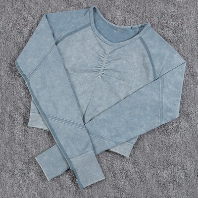 NORMOV 2vnt treniruoklių salės moterų komplektai besiūliai jogos rinkinys aukštu juosmeniu, sportinė apranga Push Up Sport treniruočių rinkiniai Fitneso kostiumas ilgomis rankovėmis