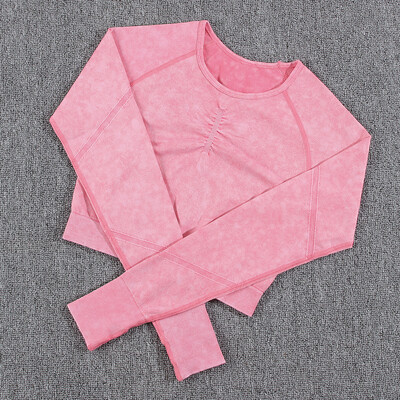 NORMOV 2vnt treniruoklių salės moterų komplektai besiūliai jogos rinkinys aukštu juosmeniu, sportinė apranga Push Up Sport treniruočių rinkiniai Fitneso kostiumas ilgomis rankovėmis