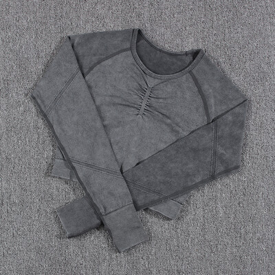 NORMOV 2vnt treniruoklių salės moterų komplektai besiūliai jogos rinkinys aukštu juosmeniu, sportinė apranga Push Up Sport treniruočių rinkiniai Fitneso kostiumas ilgomis rankovėmis