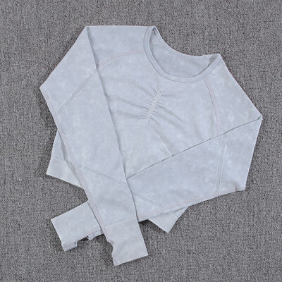 NORMOV 2vnt treniruoklių salės moterų komplektai besiūliai jogos rinkinys aukštu juosmeniu, sportinė apranga Push Up Sport treniruočių rinkiniai Fitneso kostiumas ilgomis rankovėmis