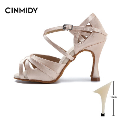 CINMIDY Latīņu deju apavi Tango Salsa Rumba Balles Satīna Deju Papēži Sieviešu Sarkani Kāzu Kurpes Sieviešu Biroja klusās sandales