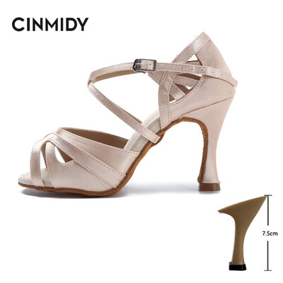 CINMIDY Latīņu deju apavi Tango Salsa Rumba Balles Satīna Deju Papēži Sieviešu Sarkani Kāzu Kurpes Sieviešu Biroja klusās sandales