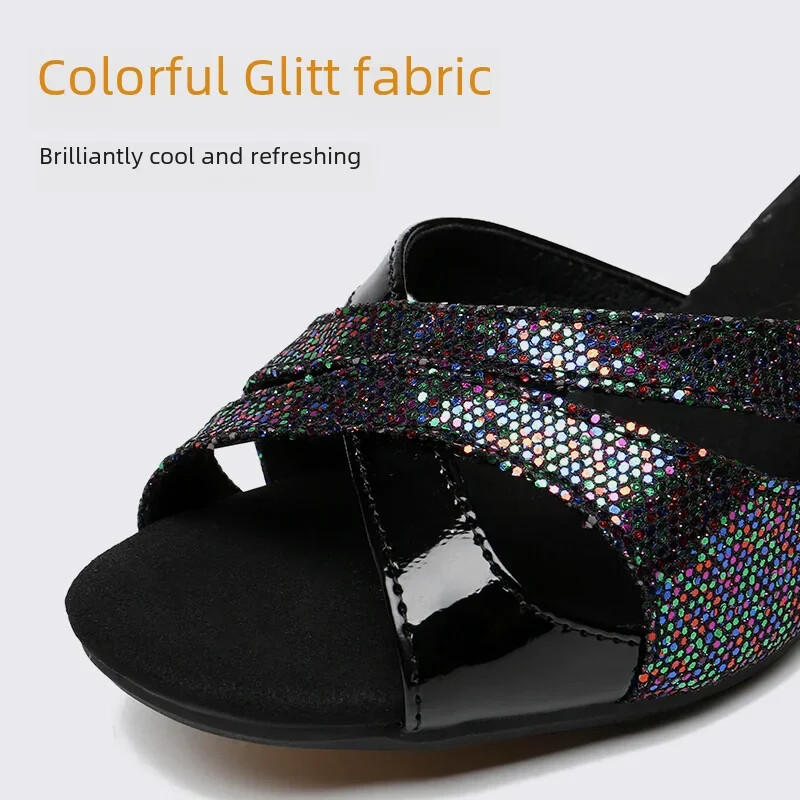 Παπούτσια Latin χορού ενηλίκων Γυναικεία τετράγωνα παπούτσια χορού Αθλητικά υπαίθρια σόλα από καουτσούκ Εσωτερικό μαλλί Μπλε εξωτερικό καουτσούκ Μπλε μαλλί εσωτερικού χώρου