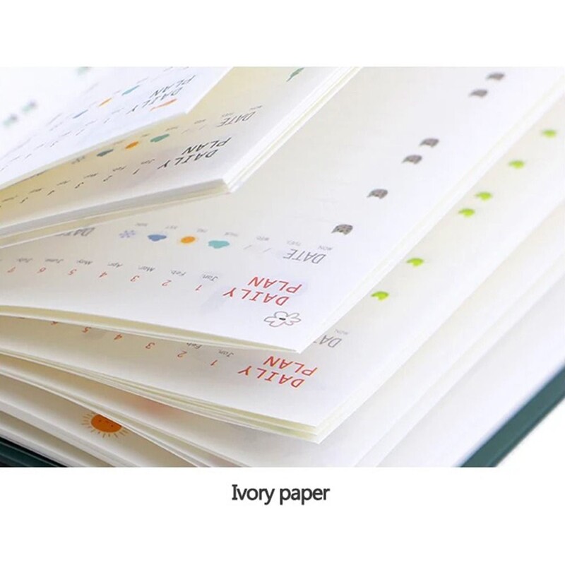 Σκληρό εξώφυλλο 365 Days Planner Άνοιγμα 180 μοιρών παχύτερο χαρτί Προσωπικό ημερολόγιο Κορδέλα σελιδοδείκτες Κενές σελίδες Σημειωματάριο Ημερήσιου προγράμματος