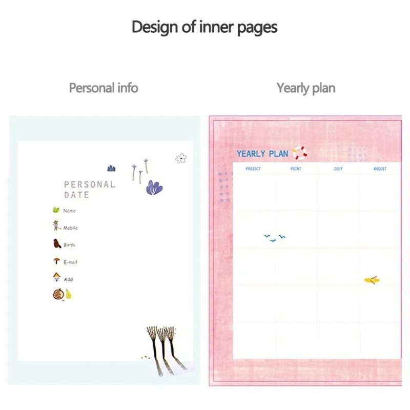 Σκληρό εξώφυλλο 365 Days Planner Άνοιγμα 180 μοιρών παχύτερο χαρτί Προσωπικό ημερολόγιο Κορδέλα σελιδοδείκτες Κενές σελίδες Σημειωματάριο Ημερήσιου προγράμματος