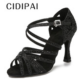 CIDIPAI Latin Dance Shoes Woman Salsa Performance Ballroom Spīdīgi deju apavi iekštelpu ballīšu apavi Zelta sieviešu kāzu apavi
