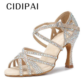 CIDIPAI Latin Dance Παπούτσια Γυναικεία Salsa Performance Ballroom Shiny Dance Shoes Indoor Party Παπούτσια Χρυσά γυναικεία παπούτσια γάμου