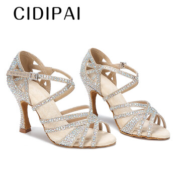 CIDIPAI Latin Dance Παπούτσια Γυναικεία Salsa Performance Ballroom Shiny Dance Shoes Indoor Party Παπούτσια Χρυσά γυναικεία παπούτσια γάμου