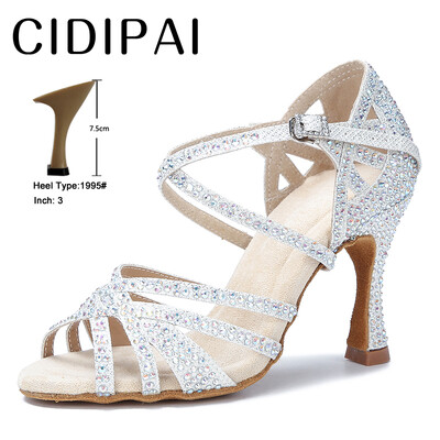 CIDIPAI Latin Dance Shoes Woman Salsa Performance Ballroom Spīdīgi deju apavi iekštelpu ballīšu apavi Zelta sieviešu kāzu apavi