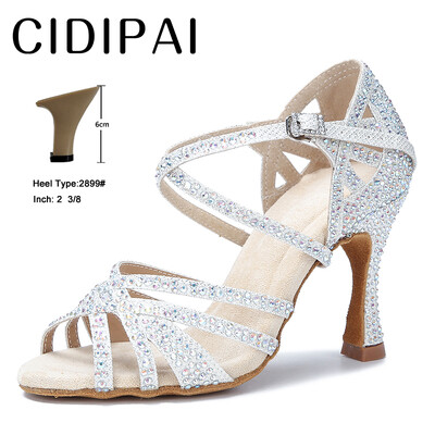 CIDIPAI Latin Dance Shoes Woman Salsa Performance Ballroom Spīdīgi deju apavi iekštelpu ballīšu apavi Zelta sieviešu kāzu apavi